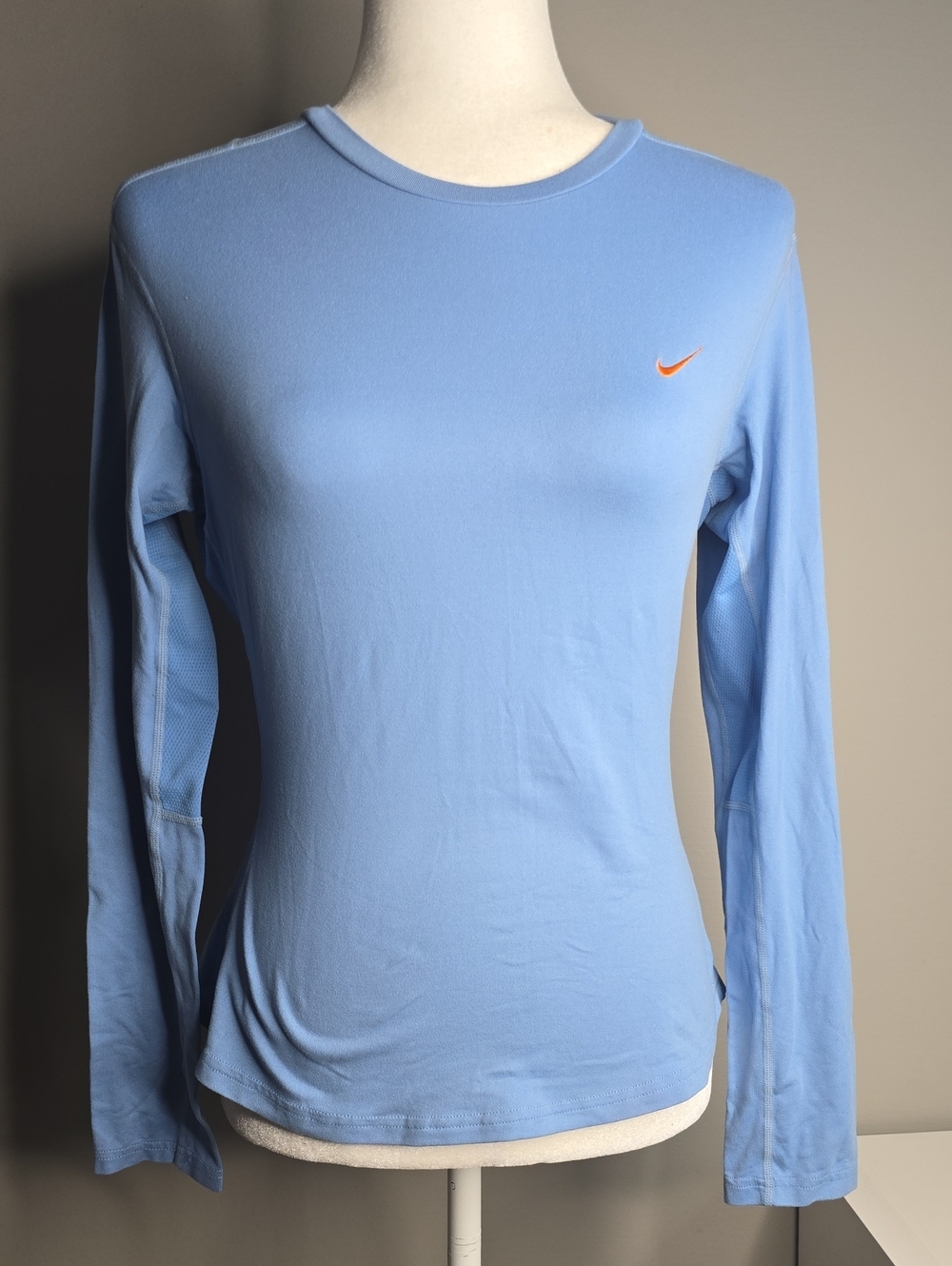 Nike Light Blue Long Sleeve Crew with Orange Swoosh
